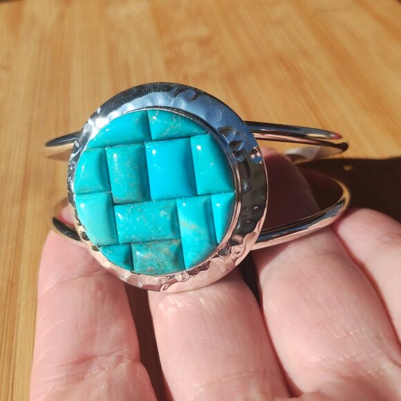 Jay King Sterling Silver Turquoise Inlay Cuff Bracelet Gallery Collection NIB - Picture 1 of 12